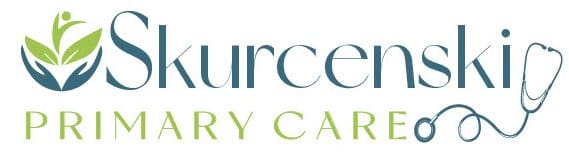 Skurcenski Primary Care logo with leaf and stethoscope